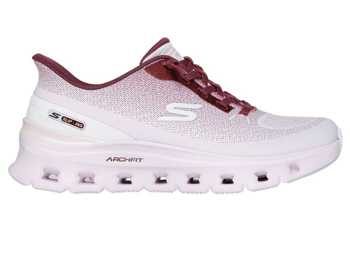 SKECHERS, trendiga damsneakers, med gjuten slip-in-h&auml;lplatta WEISS-BORDEAUX